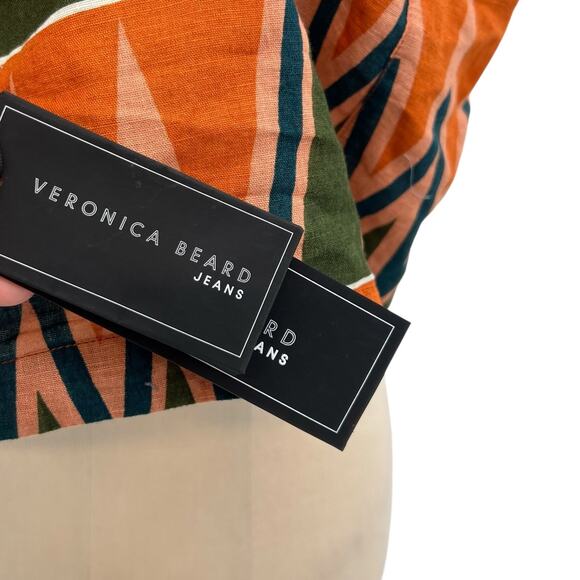 Veronica Beard Tiffany Top Cropped Orange Multicolor Geometric Print Size XL - Picture 7 of 11